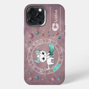 Etui iPhone 13 Pro Max Zodiac Taurus Cute Chat Roue Planète Astrologie