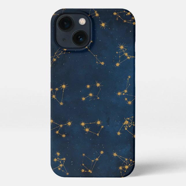 Coque iPhone Zodíaco Dorado: El Cielo Nocturno en tus Manos (Verso)