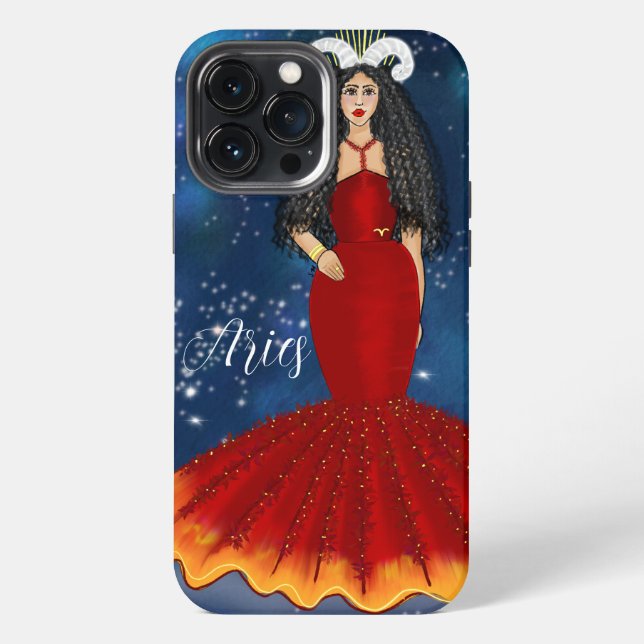 Coque iPhone Zodiaque Bélier Déesse en Bleu Céleste  (Verso)