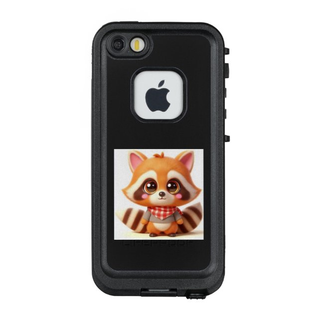 COQUE LifeProof POUR iPhone 赤と白のチェックのスカーフがトレードマークだよ💛アライグマのポポ (Dos)