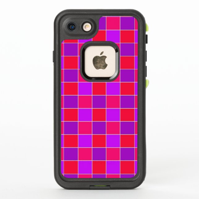 Coque LifeProof Pour iPhone à damiers rose et violet (Dos)