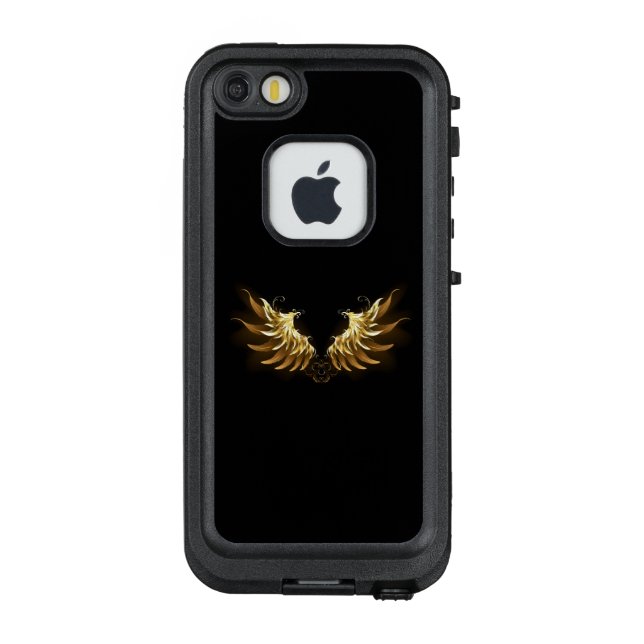 Coque LifeProof Pour iPhone Ailes d'Ange d'or sur arrière - plan noir (Dos)