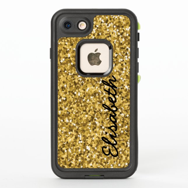 Coque LifeProof Pour iPhone Ajoutez votre nom GOLD PARTIES SCINTILLANT imprimé (Dos)