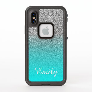 Aqua Ombré Personnalisé Paillettes Argentées
