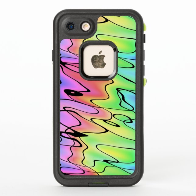 Coque LifeProof Pour iPhone Arc-en-ciel flou en stylo et aquarelle (Dos)