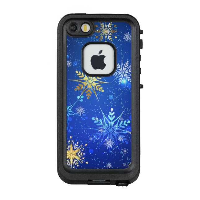 Coque LifeProof Pour iPhone Arrière - plan Bleu XMAS avec des flocons de neige (Dos)