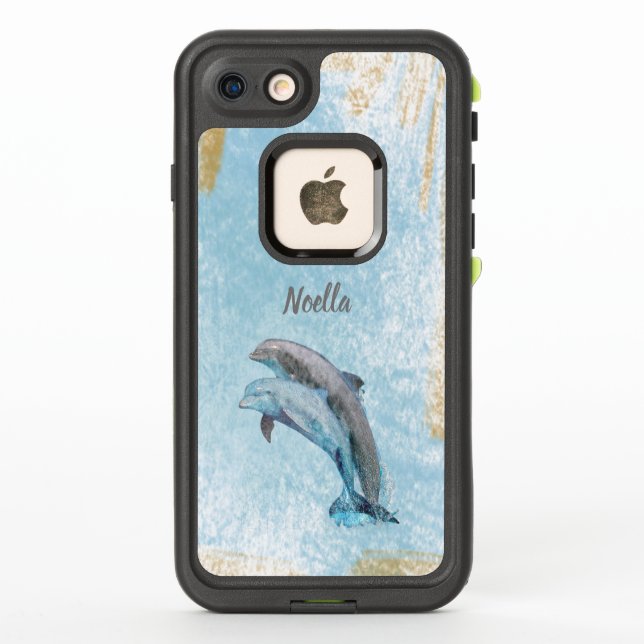 Coque LifeProof Pour iPhone Belle Plage Thème Jumping Dolphins Art (Dos)