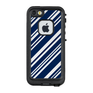 Coque LifeProof FRÄ’ Pour iPhone SE/5/5s Bleu foncé diagonale et bandes blanches