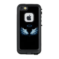 Blue Glowing Angel Wings on black background