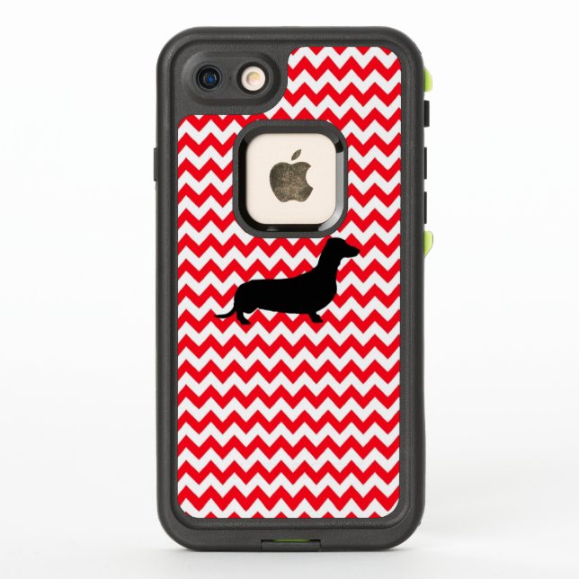 Coque LifeProof Pour iPhone Camion-feu Chevron rouge avec Dachshund (Dos)