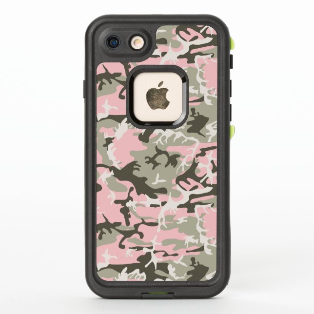 Coque LifeProof Pour iPhone Camouflage rose et vert, Militaire, Armée (Dos)