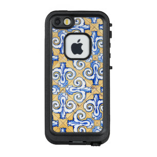 Coque LifeProof FRÄ’ Pour iPhone SE/5/5s Carreaux espagnols - Azulejo Bleu, Jaune et Blanc