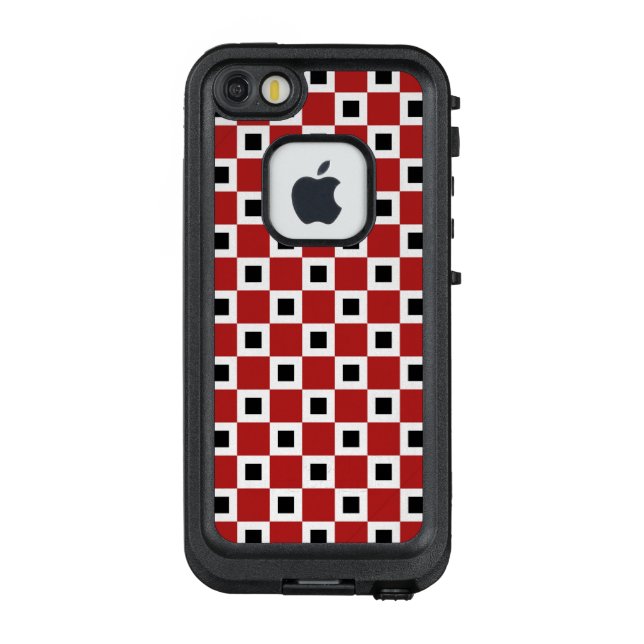 Coque LifeProof Pour iPhone Carrés rouges, blancs et noirs Checkered (Dos)