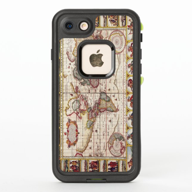 Coque LifeProof Pour iPhone Carte antique du Monde Connu Circa 1652 (Dos)