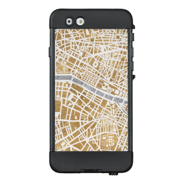 Coque LifeProof Pour iPhone Carte dorée de ville de Paris (Dos)