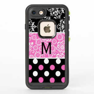 Cas Girly de l'iPhone 7 de LifeProof de monogramme