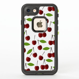 Cerise rouge, motif de cerises, feuilles, fruit