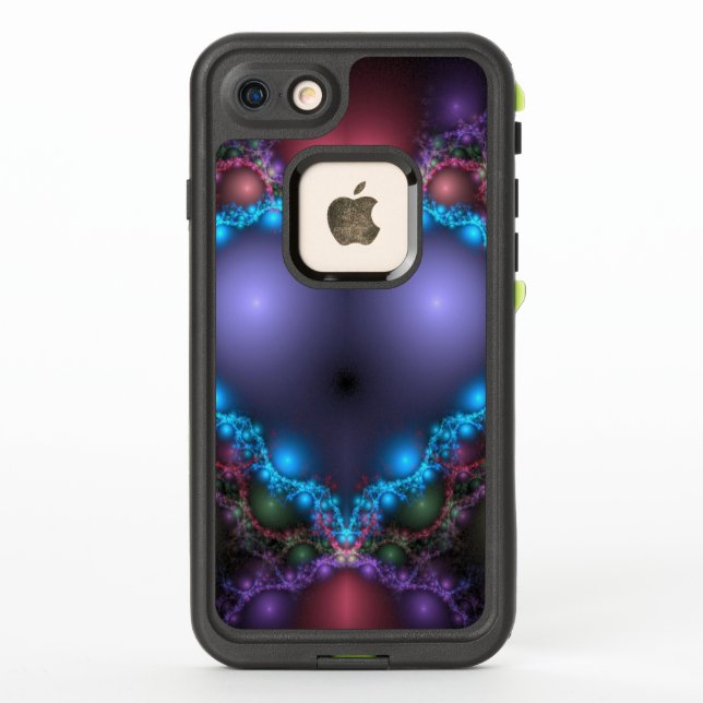 Coque LifeProof Pour iPhone Chaleur Bleue Abstraite Avec Frange Néon (Dos)
