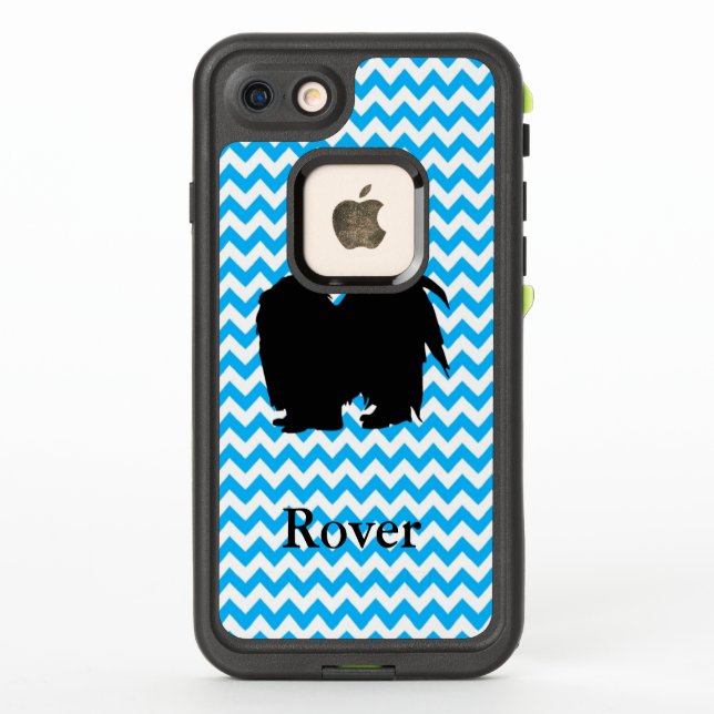 Coque LifeProof Pour iPhone Chevron Bébé Bleu Avec Chih Tzu Silhouette (Dos)