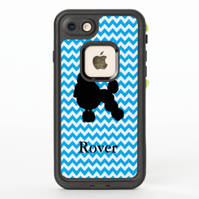 Coque LifeProof Pour iPhone Chevron Bleu Bébé Personnalisé Avec Poodle (Dos)