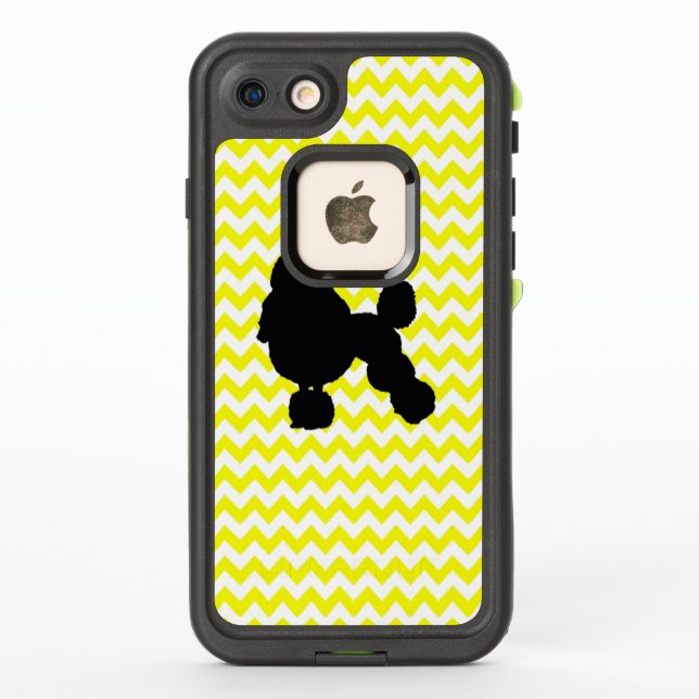 Coque LifeProof Pour iPhone Chevron jaune citron avec caniche (Dos)