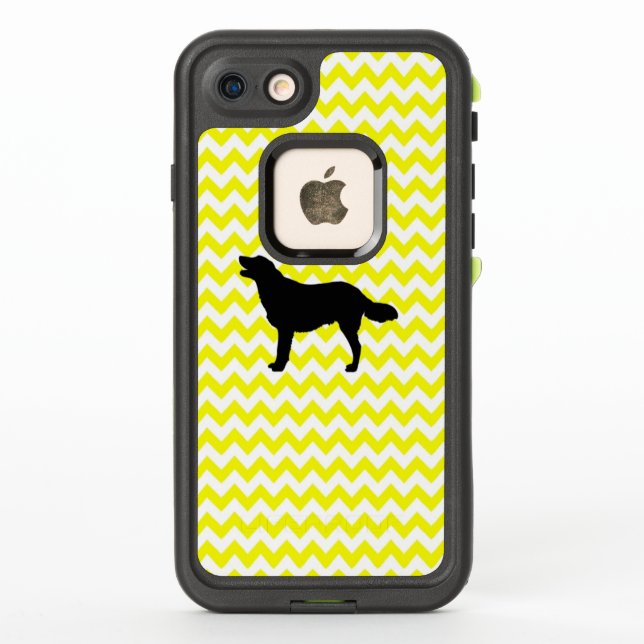 Coque LifeProof Pour iPhone Chevron jaune citron avec silhouette dorée (Dos)