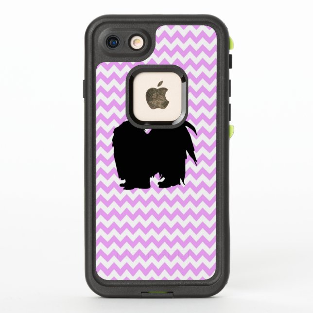 Coque LifeProof Pour iPhone Chevron Rose Avec Silhouette Chih Tzu (Dos)