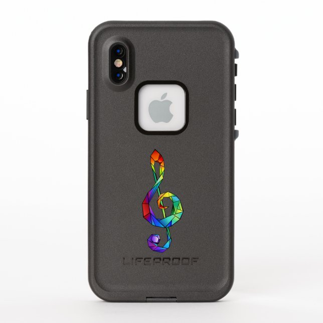 Coque LifeProof Pour iPhone Clé de musique arc-en-ciel (Dos)