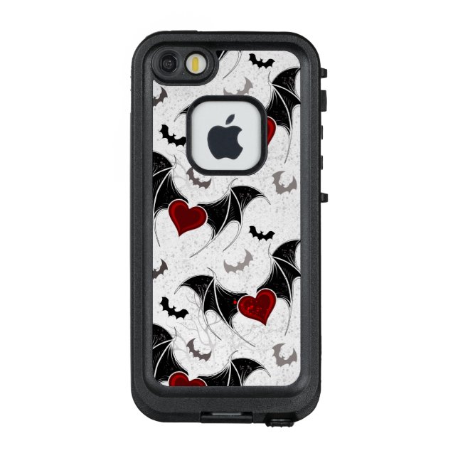 Coque LifeProof Pour iPhone Coeur d'Halloween avec ailes de chauve-souris noir (Dos)