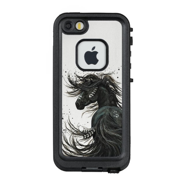 Coque LifeProof Pour iPhone Couvercle de cheval noir friésien par Bihrle (Dos)