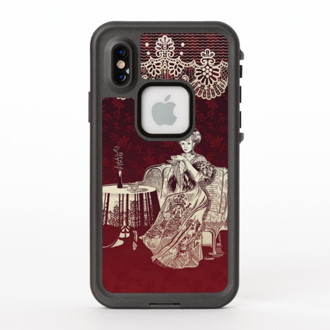 Coque LifeProof Pour iPhone dame boit du thé (Dos)