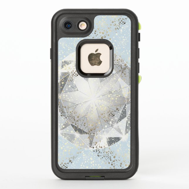 Coque LifeProof Pour iPhone Diamant blanc sur étincelle bleu pastel clair (Dos)