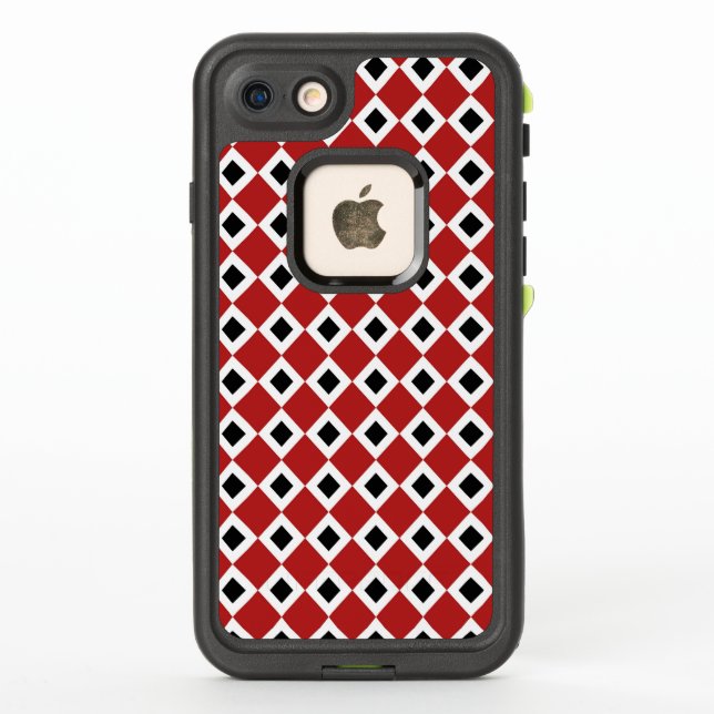 Coque LifeProof Pour iPhone Diamants rouges, blancs, et noirs (Dos)