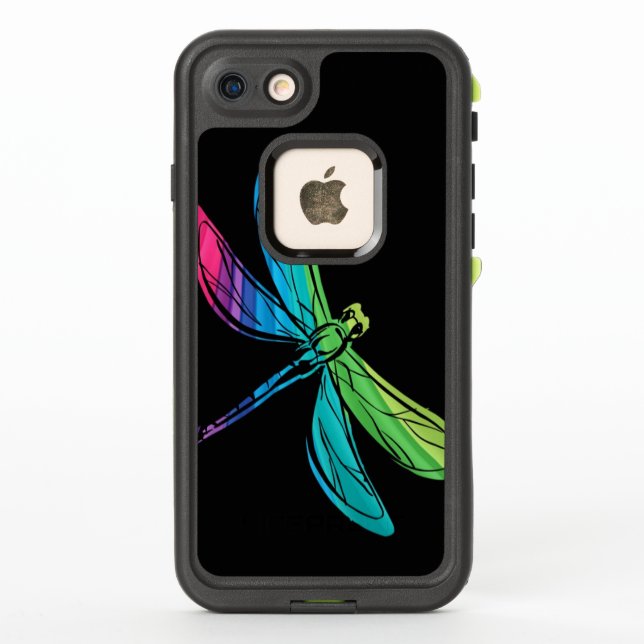 Coque LifeProof Pour iPhone Dragonfly arc-en-ciel en noir (Dos)