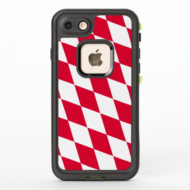 Coque LifeProof Pour iPhone Drapeau diamant Bavière rouge et blanc (Dos)