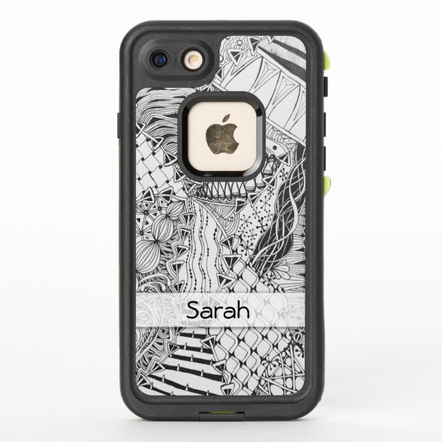 Coque LifeProof Pour iPhone Embrouillement noir et blanc personnalisé (Dos)