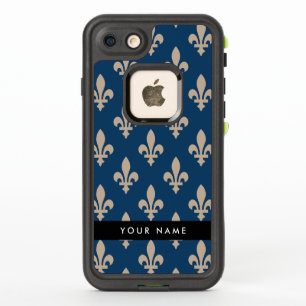 Fleur de Lis, Beige sur Bleu Nuit, Royal, Votre No