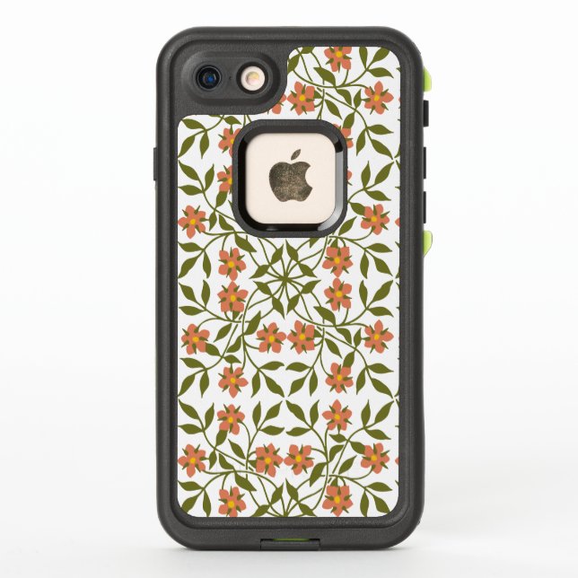 Coque LifeProof Pour iPhone Fleurs oranges, motif floral, verdure, Boho (Dos)