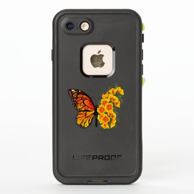 Coque LifeProof Pour iPhone Flower Butterfly with Yellow California Poppy (Dos)