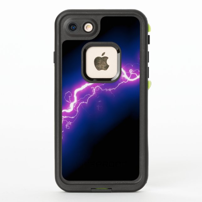 Coque LifeProof Pour iPhone Frappe de foudre violette sur noir (Dos)