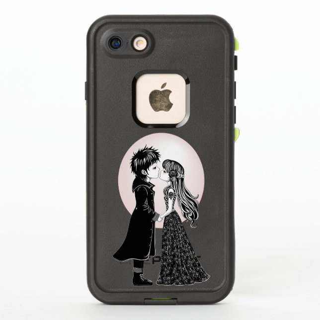 Coque LifeProof Pour iPhone Gothique Emo Enfants Kiss Valentine's Day (Dos)