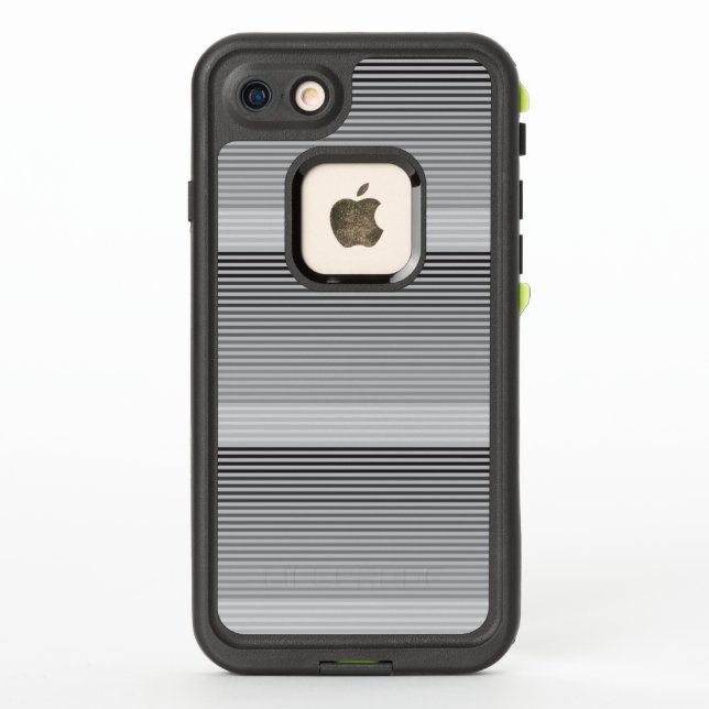Coque LifeProof Pour iPhone Gray, Black, White Stripes (Dos)
