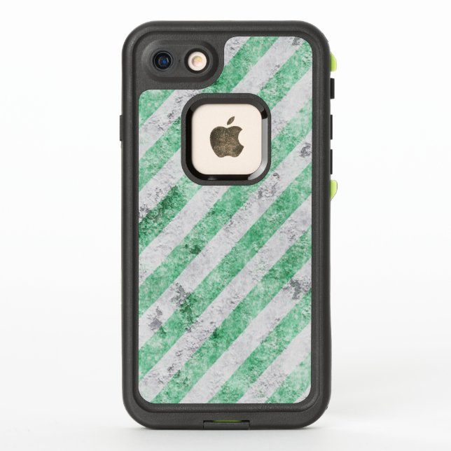 Coque LifeProof Pour iPhone Grungy Green et ivoire Diagonal Stripes (Dos)