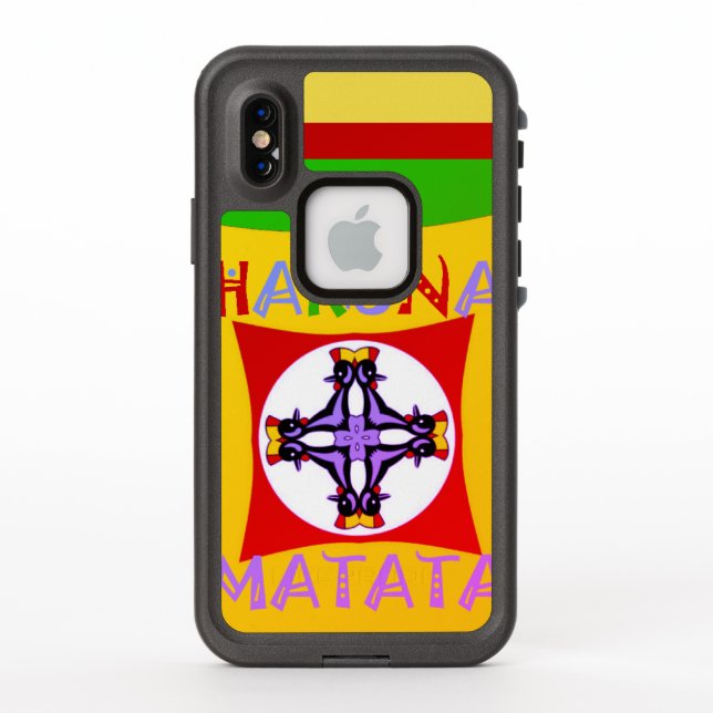 Coque LifeProof Pour iPhone Hakuna Matata Rouge Vert Or (Dos)