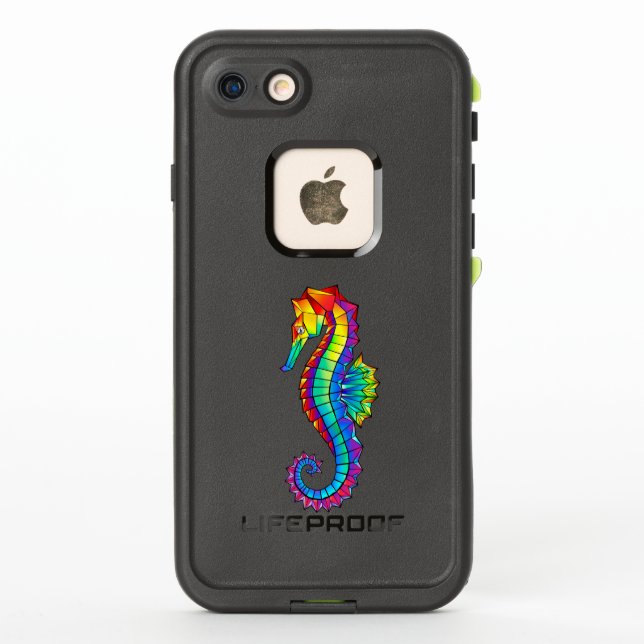 Coque LifeProof Pour iPhone Hippocampe polygonal arc-en-ciel (Dos)