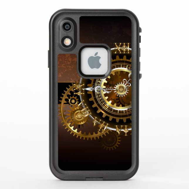 Coque LifeProof Pour iPhone Horloge Steampunk avec des engrenages anciens (Dos)