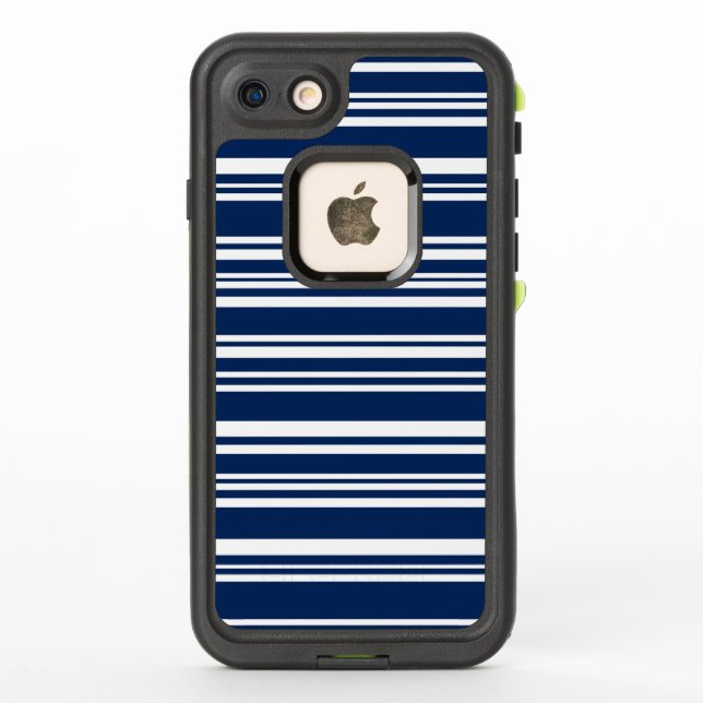 Coque LifeProof Pour iPhone Indigo et bandes blanches mélangées (Dos)