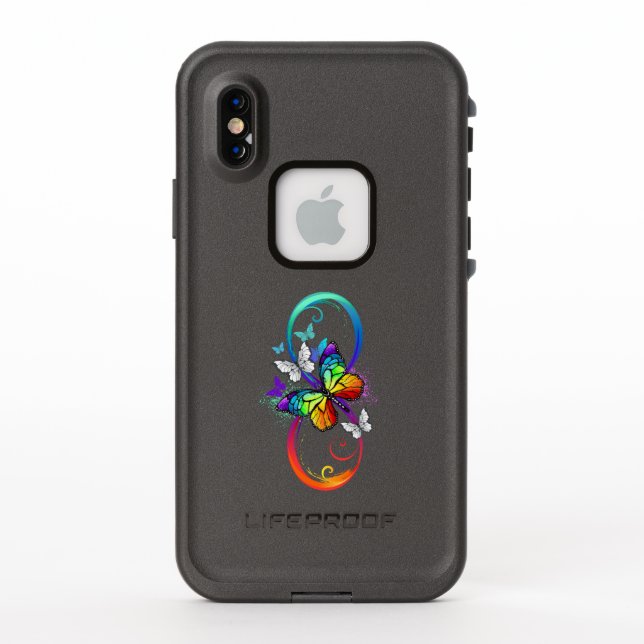 Coque LifeProof Pour iPhone Infini lumineux avec papillon arc-en-ciel (Dos)