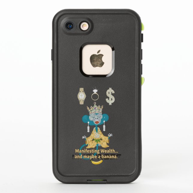 Coque LifeProof Pour iPhone Manifesting Wealth Monkey zen art  (Dos)