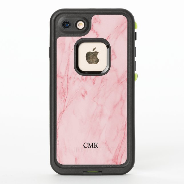 Coque LifeProof Pour iPhone Marbre rose Monogramme (Dos)